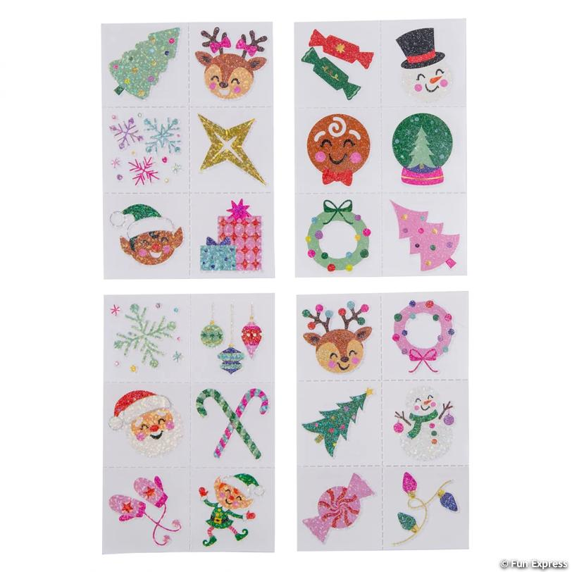 Bulk Christmas Glitter Temporary Tattoos